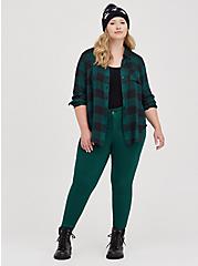 Plus Size Pocket Shirt - Brushed Rayon Green Plaid, PLAID - GREEN, alternate