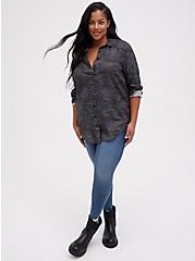Plus Size Lizzie Brushed Rayon Acrylic Button-Up Tunic Shirt, CAMO, alternate