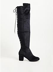 Lace-Up Over The Knee Boot (WW), BLACK, hi-res