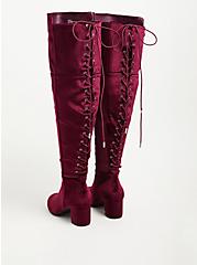Lace-Up Over The Knee Boot (WW), BURGUNDY, alternate