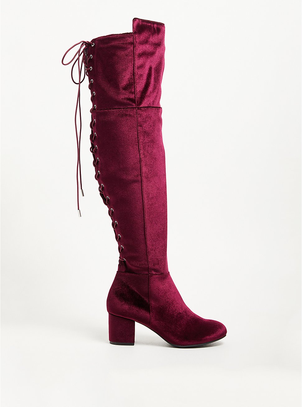 Lace-Up Over The Knee Boot (WW), BURGUNDY, hi-res