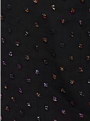 Plus Size Peasant Blouse - Georgette Metallic Clip Dot Black, DEEP BLACK, alternate