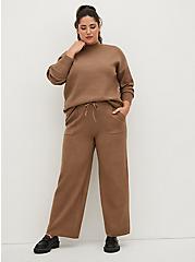 Plus Size Wide Leg Pull-On Pant - Luxe Cozy Brown, CARIBOU, alternate