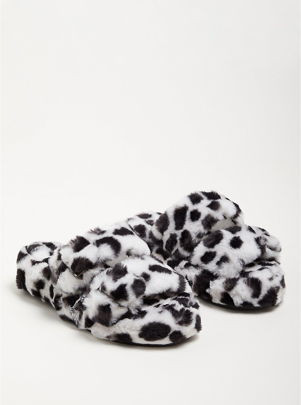 Double Band Faux Fur Slipper - Leopard (WW), IVORY, hi-res