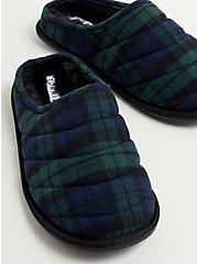 Plus Size Quilted Slip-On Slipper - Blue & Green Plaid (WW), RED, alternate