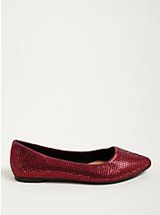 Embellished Pointed Toe Flat - Red (WW), RED, alternate