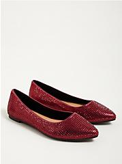 Embellished Pointed Toe Flat - Red (WW), RED, hi-res