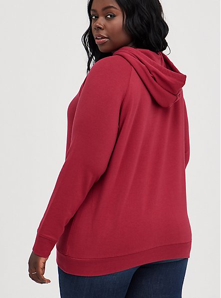 Bedazzled Drawcord Hoodie - Ultra Soft Fleece Red, RED, alternate