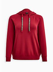 Bedazzled Drawcord Hoodie - Ultra Soft Fleece Red, RED, hi-res