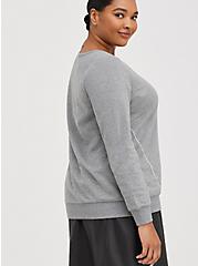 Studded Sweatshirt - Ultra Soft Fleece Grey, HEATHER GREY, alternate