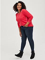 Plus Size Studded Sweatshirt - Ultra Soft Fleece Magenta, RED, alternate