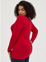 Plus Size Ribbed Henley Tee - Red, RED, alternate