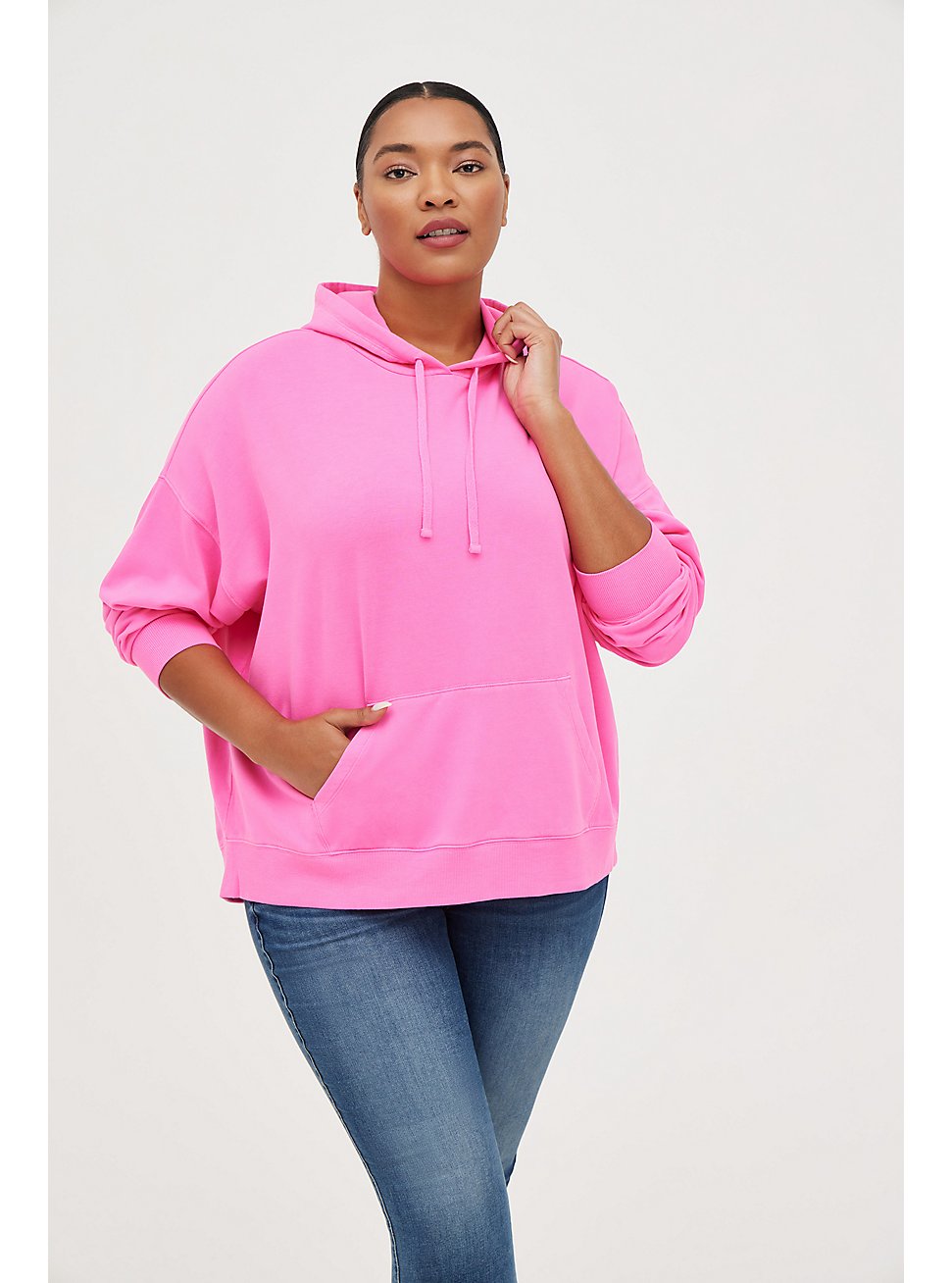 Relaxed Pullover Hoodie - Cozy Fleece Pink, PINK GLO, hi-res