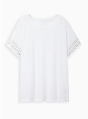 Drop Shoulder Studded Tee - White, BRIGHT WHITE, hi-res