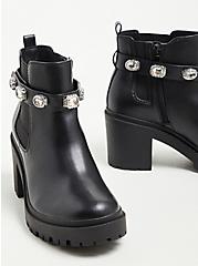 Jeweled Ankle Bootie - Faux Leather Black (WW), BLACK, alternate