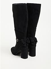 Plus Size Heel Knee Boot - Black Faux Suede (WW) , BLACK, alternate