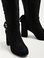 Heel Knee Boot - Black Faux Suede (WW) , BLACK, alternate