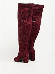 Plus Size Over The Knee Boot - Faux Suede Stretch Burgundy (WW), BURGUNDY, alternate