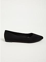 Plus Size Pointed Toe Flat - Black Faux Suede (WW), BLACK, alternate