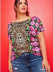 Betsey Johnson Dolman Tee - Super Soft Leopard Rose, OTHER PRINTS, hi-res