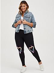 Plus Size Premium Legging - Rainbow Candy Knees Black, BLACK, alternate
