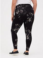 Plus Size Premium Legging - Stencil Floral Black, BLACK, alternate