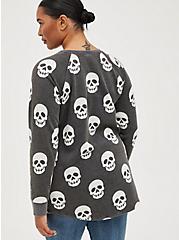 Plus Size Tunic Sweatshirt - Cozy Fleece Skull Mineral Wash Black, OTHER PRINTS, alternate