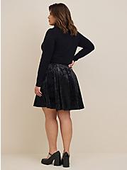 Mini Velvet Skater Skirt, DEEP BLACK, alternate