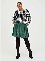 Plus Size Mini Velvet Skater Skirt, BOTANICAL GARDEN, alternate