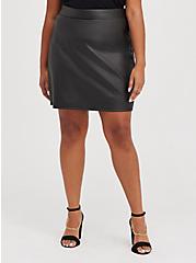 Plus Size Mini Studio Luxe Ponte High Waisted Skirt, DEEP BLACK, hi-res