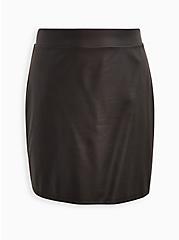 High Waist Mini Skirt - Coated Ponte Black, DEEP BLACK, hi-res