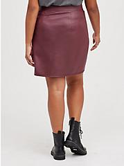 Plus Size High Waist Mini Skirt - Coated Ponte Burgundy, ZINFANDEL, alternate