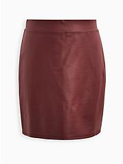 Plus Size High Waist Mini Skirt - Coated Ponte Burgundy, ZINFANDEL, hi-res