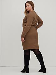 Plus Size Pencil Skirt - Luxe Cozy Sweater Brown, CARIBOU, alternate