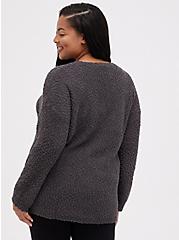 Plus Size Drop Shoulder Sweater - Love Grey , GREY, alternate
