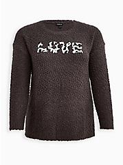 Plus Size Drop Shoulder Sweater - Love Grey , GREY, hi-res