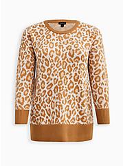 Drop Shoulder Sweater - Popcorn Leopard, ANIMAL, hi-res