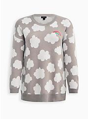 Drop Shoulder Tunic Sweater - Cloud Rainbow Grey, MULTI, hi-res