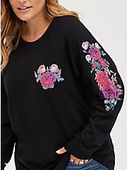 Tunic Sweatshirt - Cozy Fleece Floral Black, DEEP BLACK, alternate