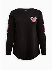 Tunic Sweatshirt - Cozy Fleece Floral Black, DEEP BLACK, hi-res
