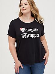 Plus Size Everyday Tee - Signature Jersey Gangsta Wrapper Black, DEEP BLACK, hi-res