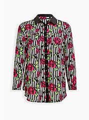 Betsey Johnson Tunic Blouse - Georgette Floral Stripe, FLORAL WHITE, hi-res