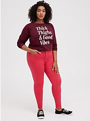 Sweatshirt - Cozy Fleece Good Vibes Dark Red, WINETASTING, alternate