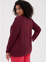 Plus Size Sweatshirt - Cozy Fleece Good Vibes Dark Red, WINETASTING, alternate