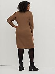 Turtle Neck Sweater Dress - Luxe Cozy Brown, CARIBOU, alternate