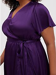 Plus Size Crinkle Shine Wrap Midi Dress - Purple, PURPLE, alternate