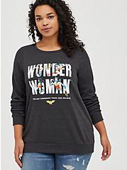 Plus Size DC Wonder Woman Fill Crew Sweatshirt, CHARCOAL HEATHER, hi-res