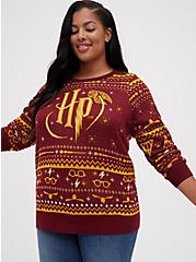 Harry Potter Pullover Sweater - Knit Jacquard Fair Isle Print, MULTI, hi-res