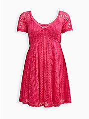 Betsey Johnson Fit & Flare Puff Sleeve  Mini Dress - Pink, PINK GLO, hi-res