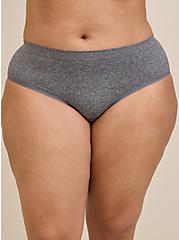 Plus Size Seamless Smooth Mid-Rise Hipster Heather Panty, HEATHER GREY, alternate